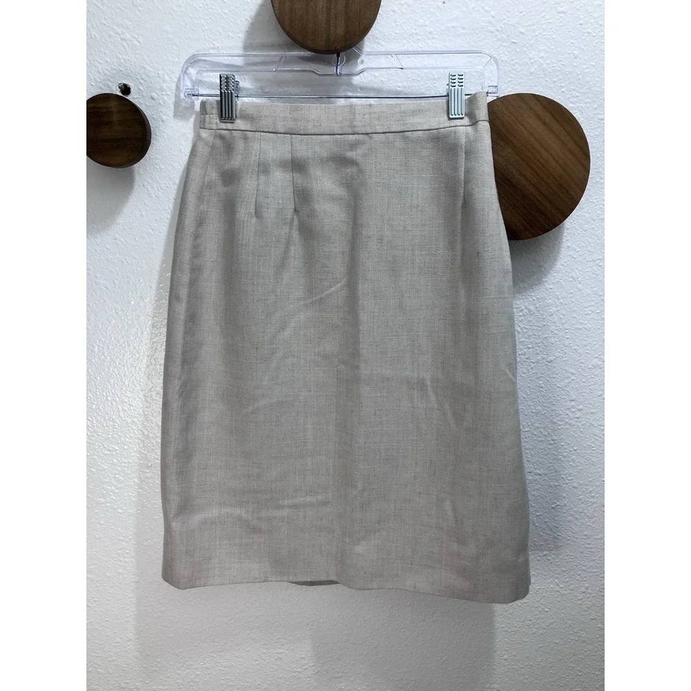 Vintage Westbound Beige Linen Blend Pencil Skirt Lined 24 X 22.5 Talon Zip